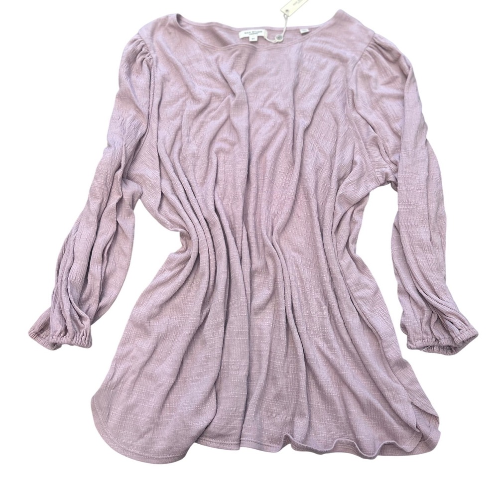 Max Studio London Women 3X Mauve Pink Slub Knit Balloon Sleeve Blouse NWT - Picture 8 of 8